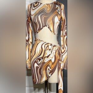 🤎 Swirl Pattern Long Sleeve Dress Size Small 🤎